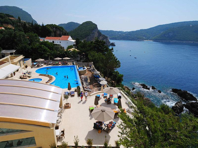 Akrotiri Beach Resort Hotel - Adult Friendly Paleokastritsa Bagian luar foto View of the resort