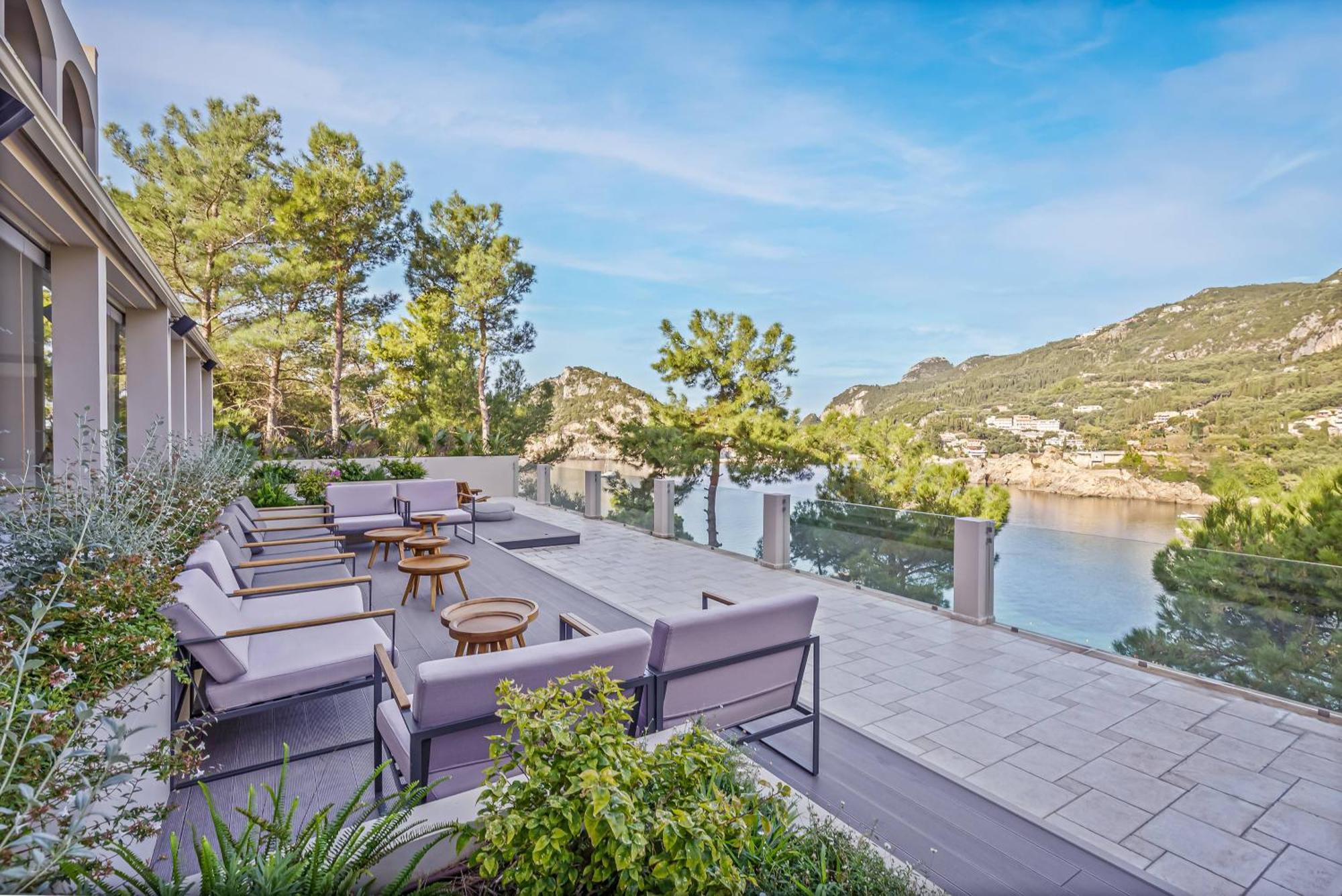 Akrotiri Beach Resort Hotel - Adult Friendly Paleokastritsa Bagian luar foto The hotel's terrace