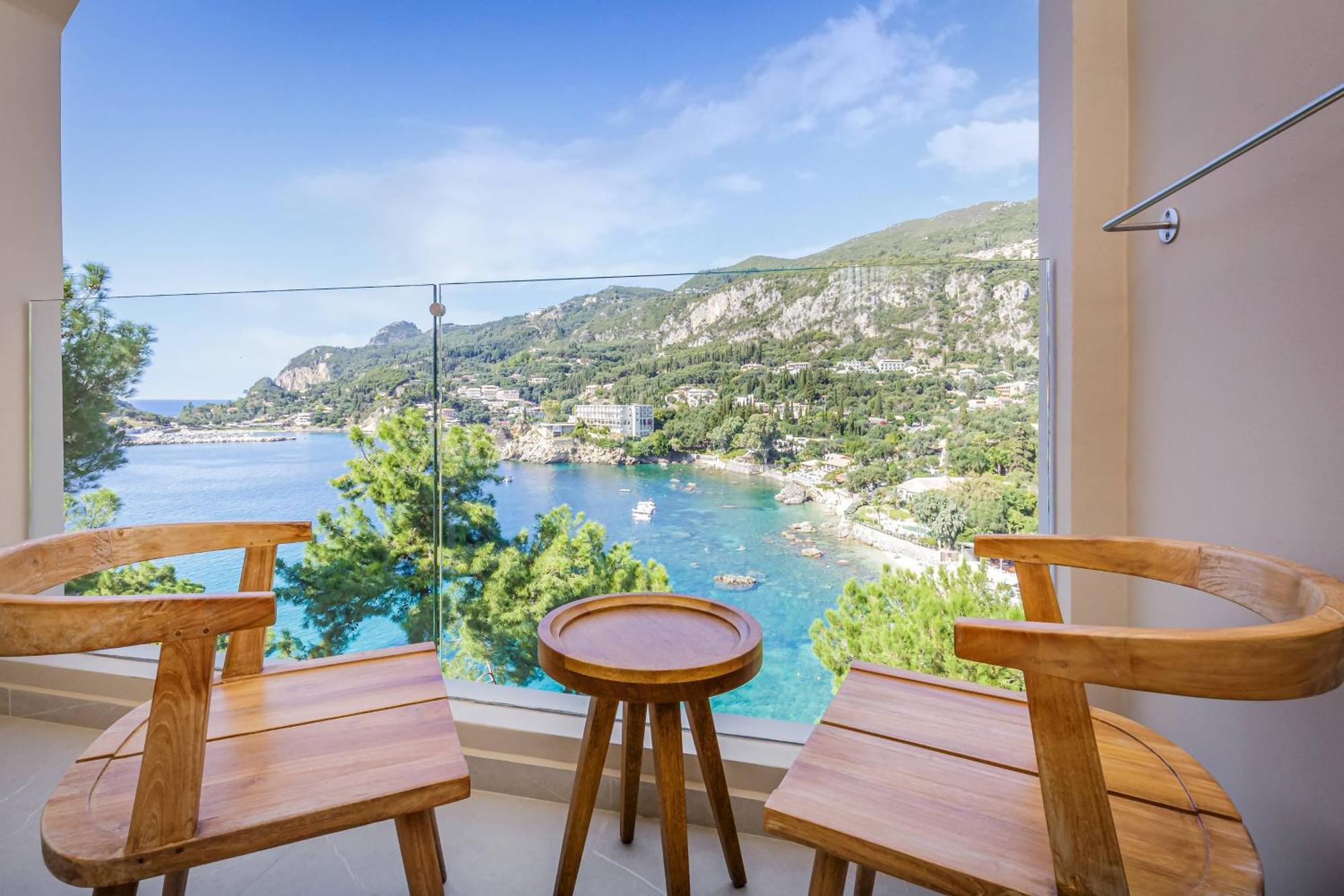 Akrotiri Beach Resort Hotel - Adult Friendly Paleokastritsa Bagian luar foto View from the balcony of a hotel room